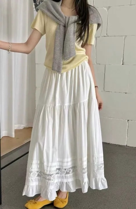 フリルティアードウエストゴムギャザーフレアAラインスカート | 詳細画像6