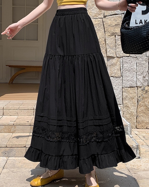 フリルティアードウエストゴムギャザーフレアAラインスカート | 詳細画像4