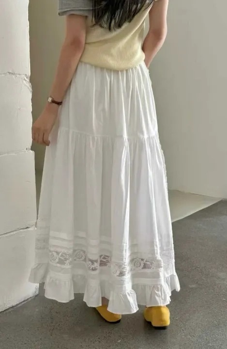 フリルティアードウエストゴムギャザーフレアAラインスカート | 詳細画像10