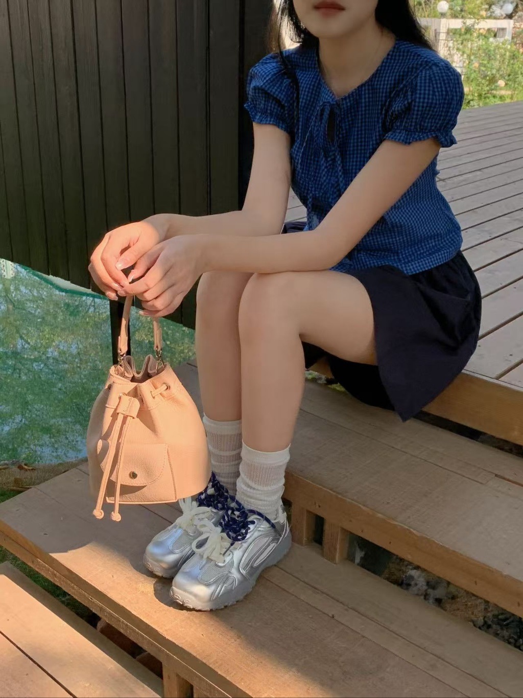 レザー調ボタンポケットドローコードノット無地ショルダーバッグストラップ付 | 詳細画像7