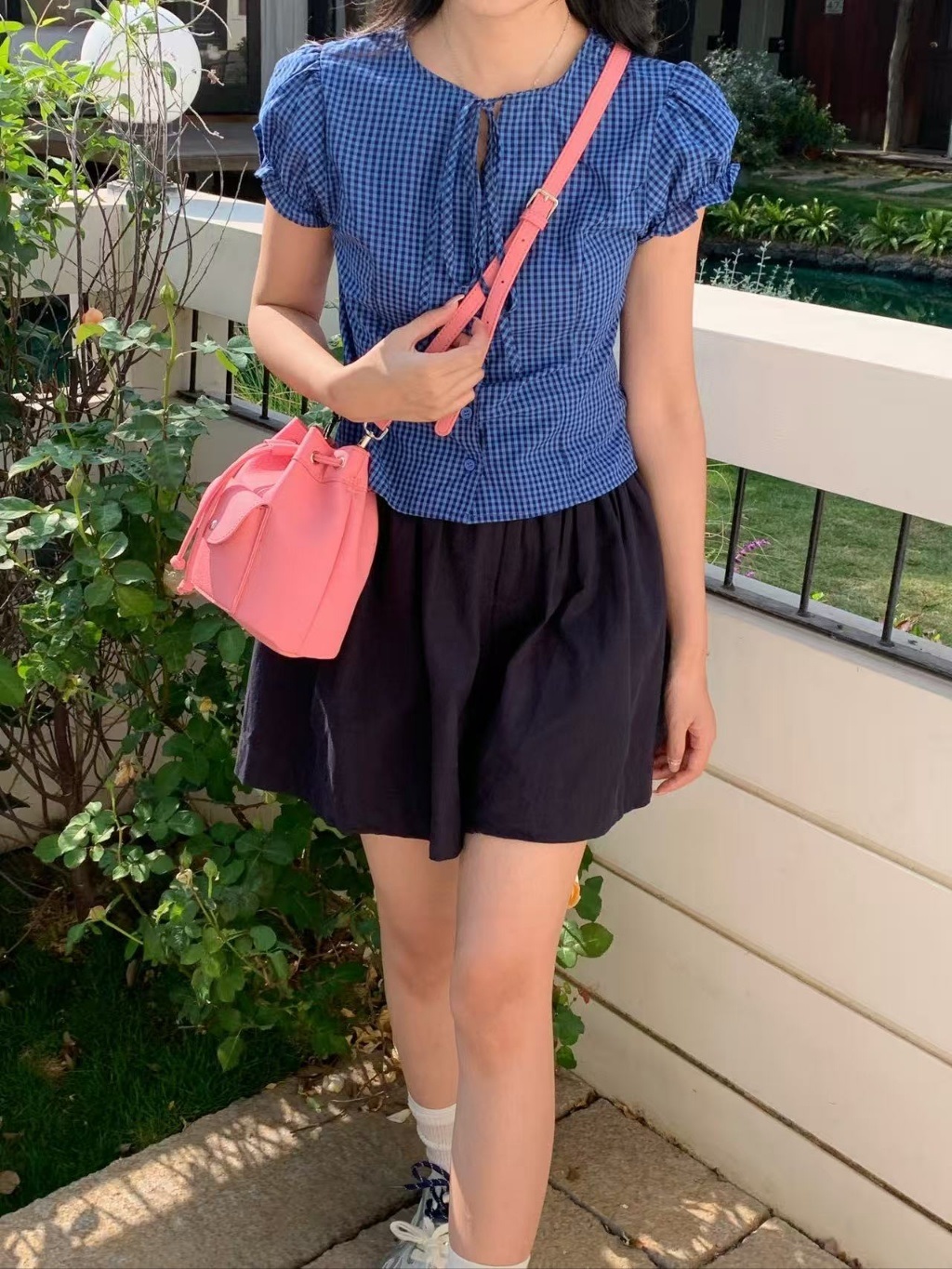 レザー調ボタンポケットドローコードノット無地ショルダーバッグストラップ付 | 詳細画像9