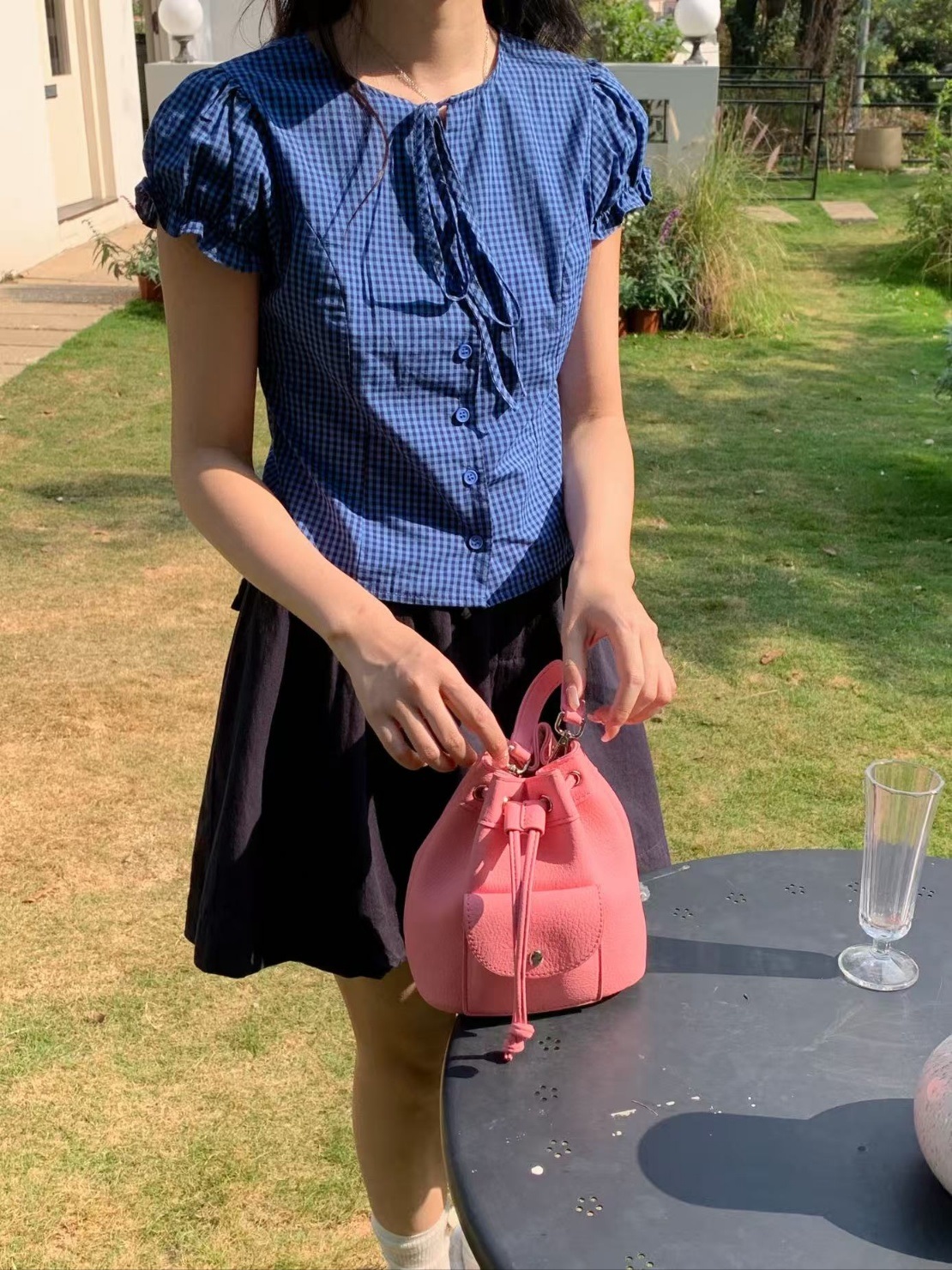 レザー調ボタンポケットドローコードノット無地ショルダーバッグストラップ付 | 詳細画像11