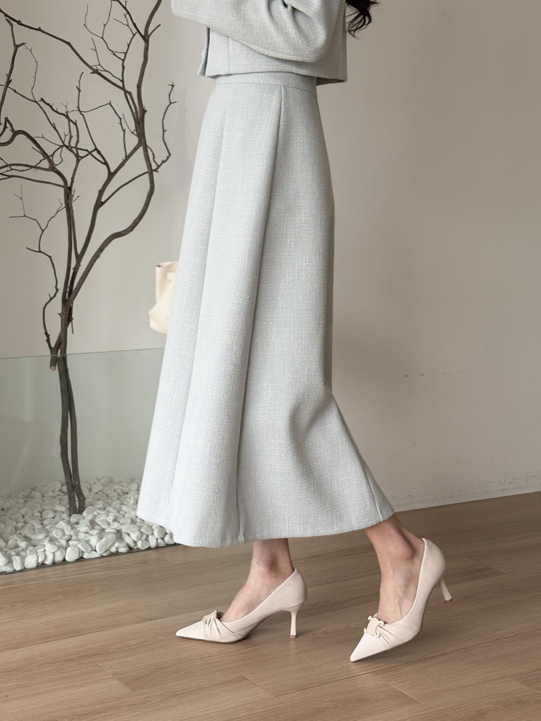 ツイードラインロングフレアAライン無地スカート | 詳細画像15