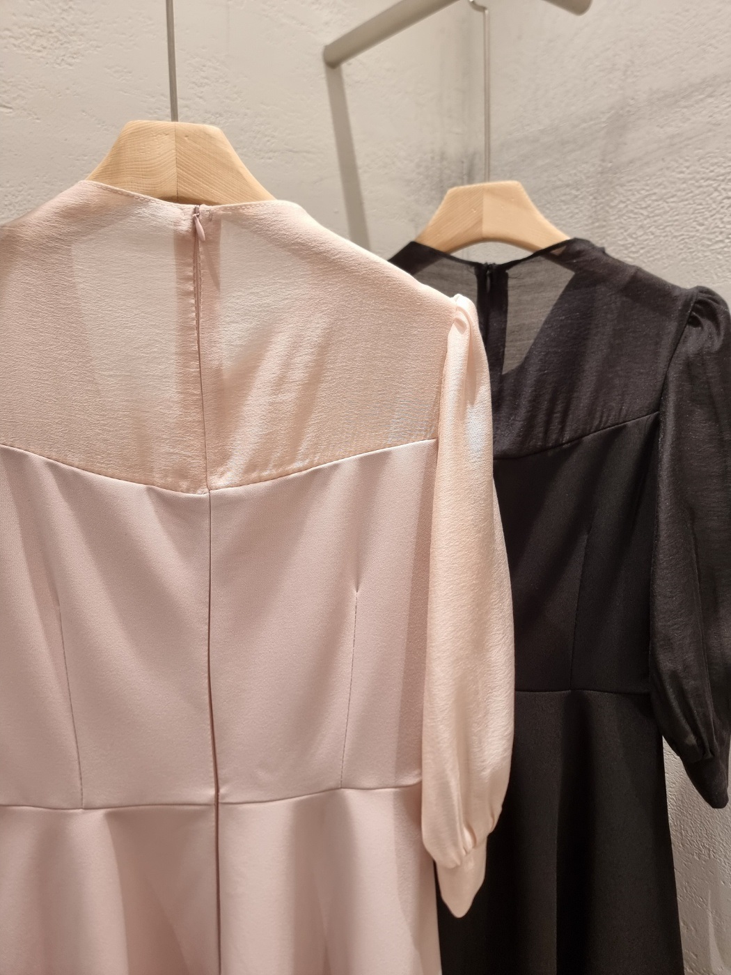 コンビボウタイパフスリーブロング7分袖フレアAライン無地ワンピース | 詳細画像22