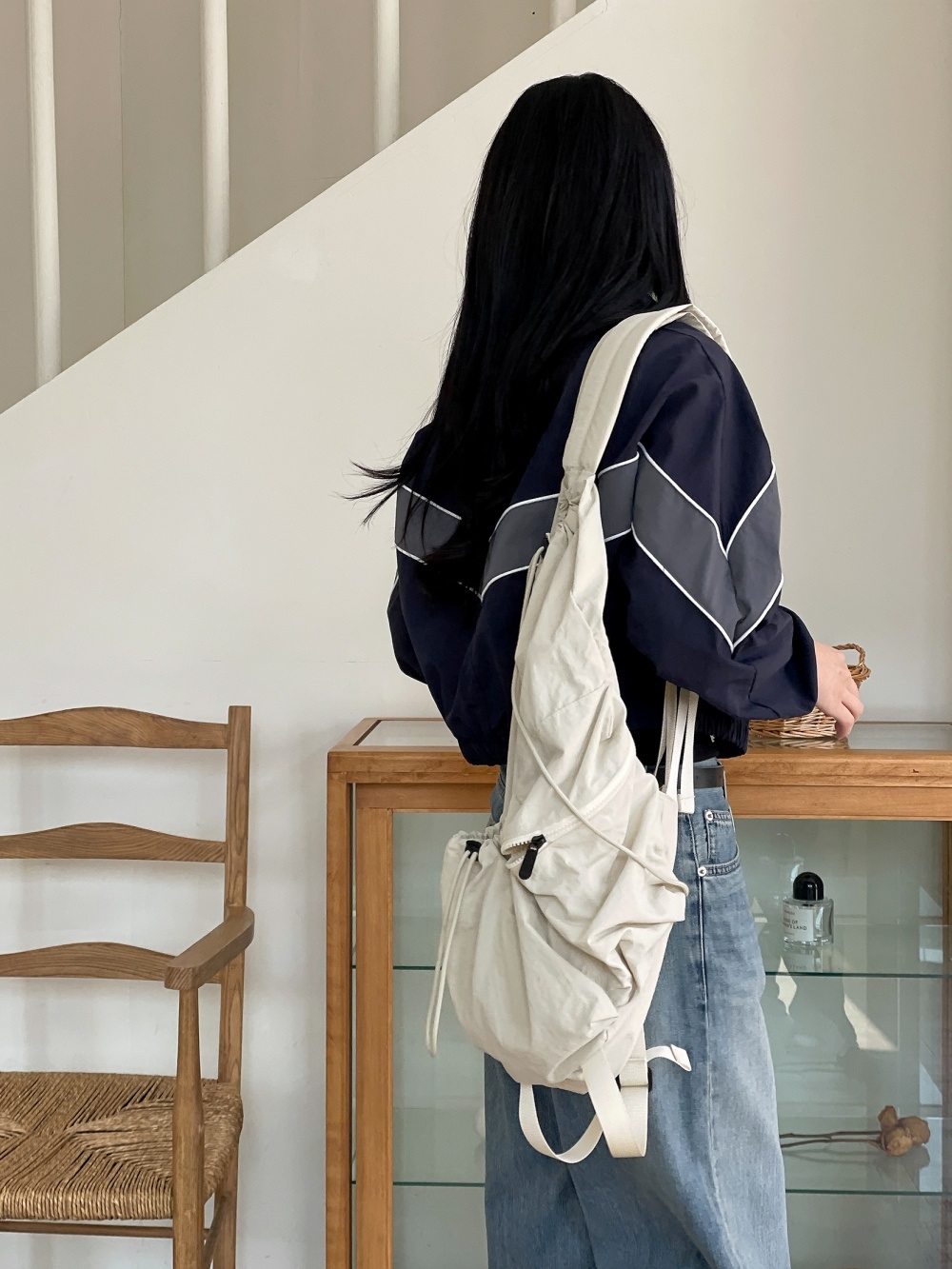 ジップアップハイネックゴムポケットクロップド長袖配色ラインジャンパー | 詳細画像9