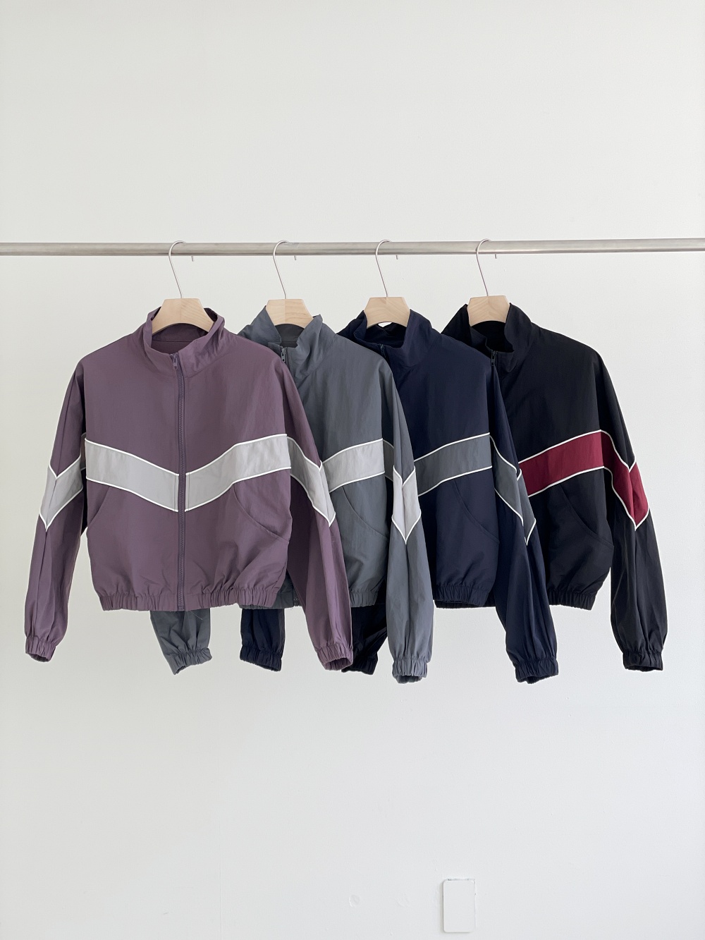 ジップアップハイネックゴムポケットクロップド長袖配色ラインジャンパー | 詳細画像15