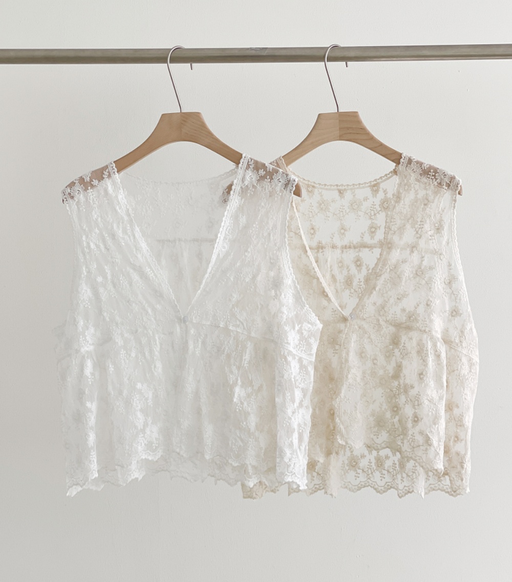 シースルーボタンVネックベスト | 詳細画像19