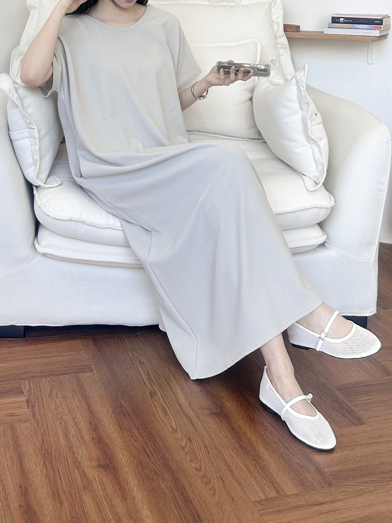 ラウンドネックマキシロング半袖ワンピース | 詳細画像9