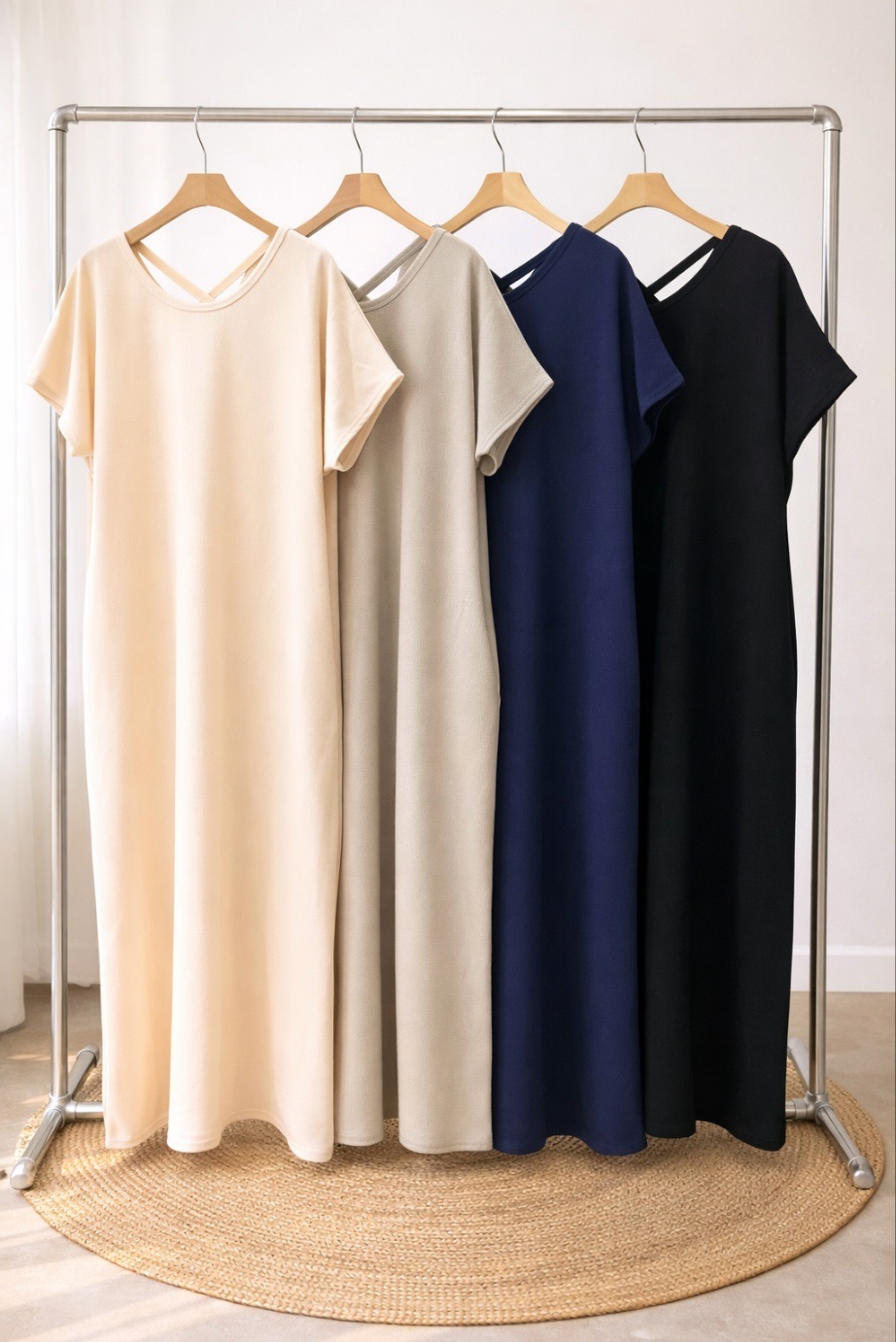 ラウンドネックマキシロング半袖ワンピース | 詳細画像12