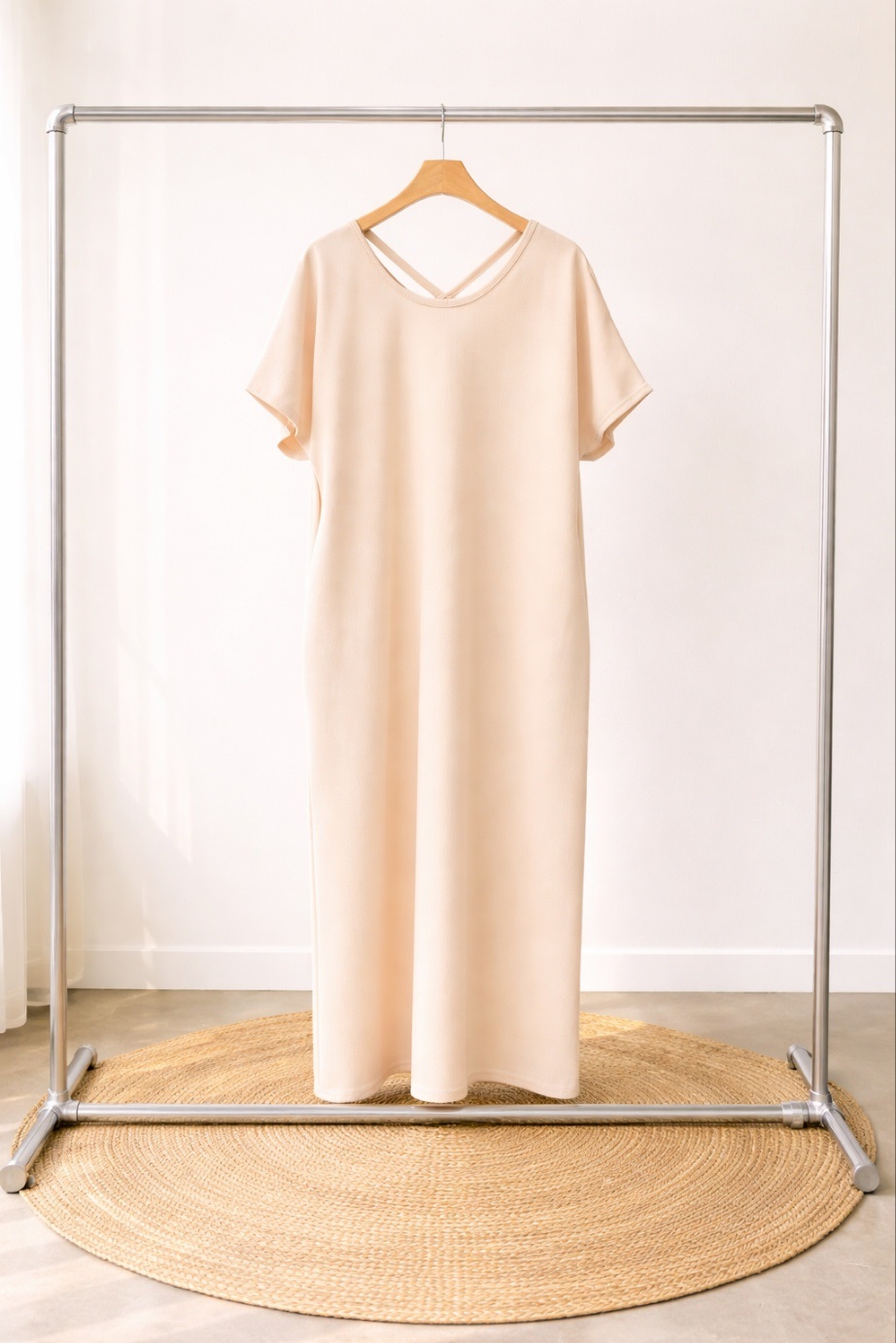 ラウンドネックマキシロング半袖ワンピース | 詳細画像13