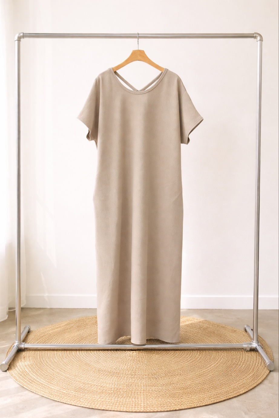 ラウンドネックマキシロング半袖ワンピース | 詳細画像14