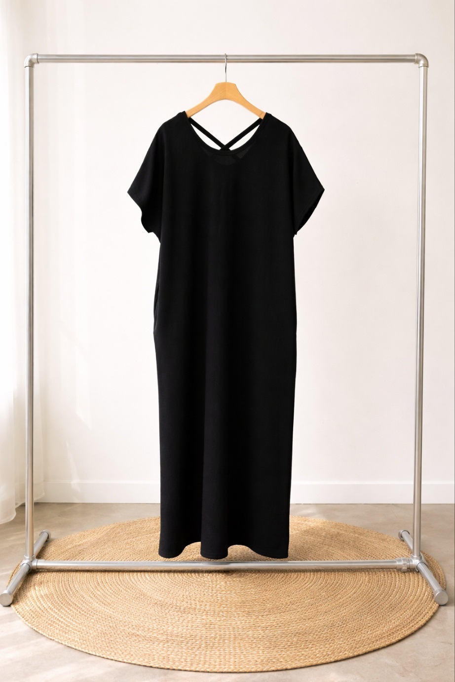 ラウンドネックマキシロング半袖ワンピース | 詳細画像15