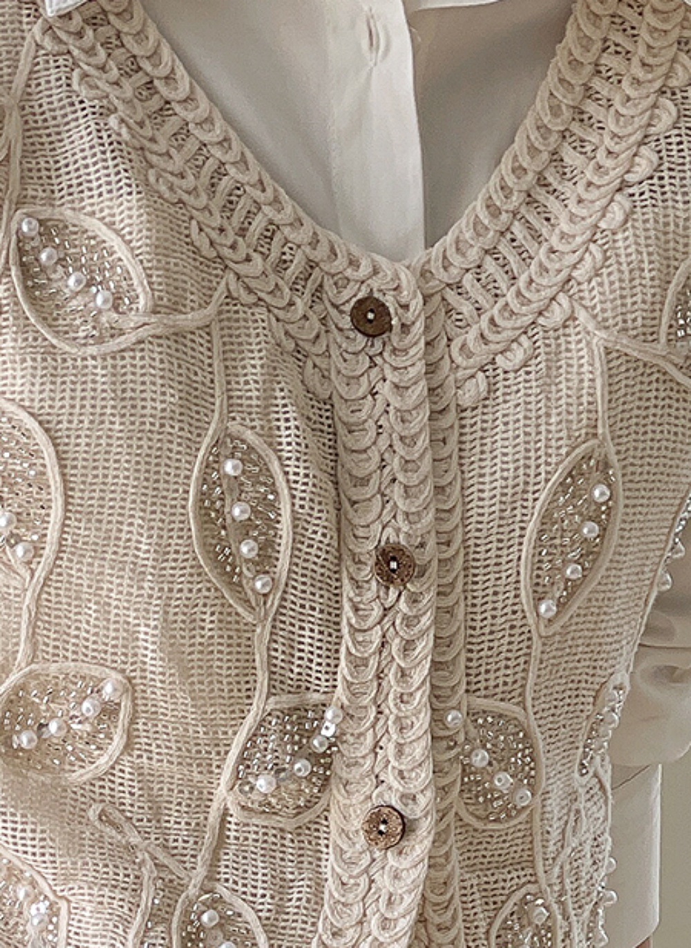 レースエコパールボタンVネックビスチェ | 詳細画像4