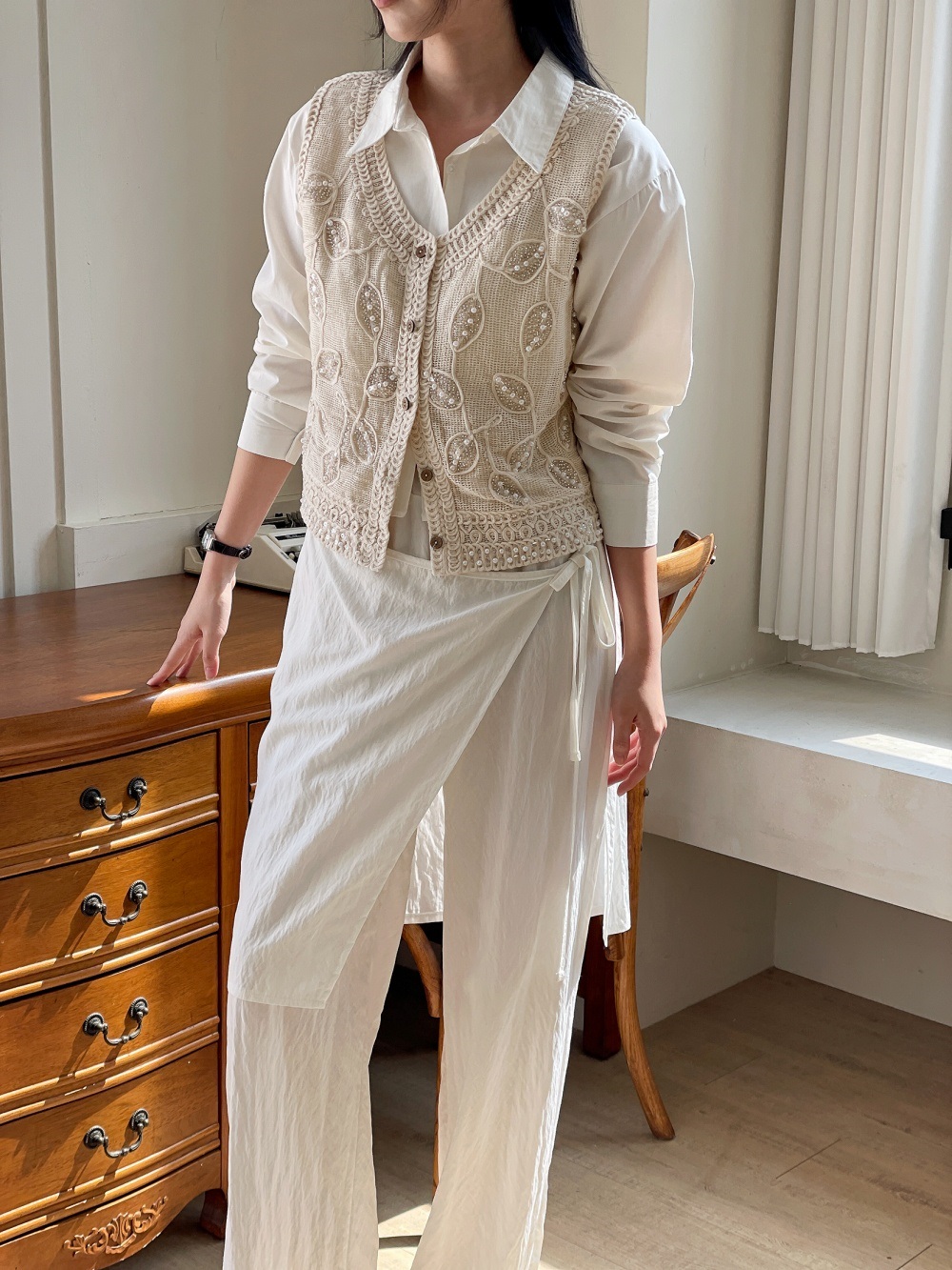 レースエコパールボタンVネックビスチェ | 詳細画像14