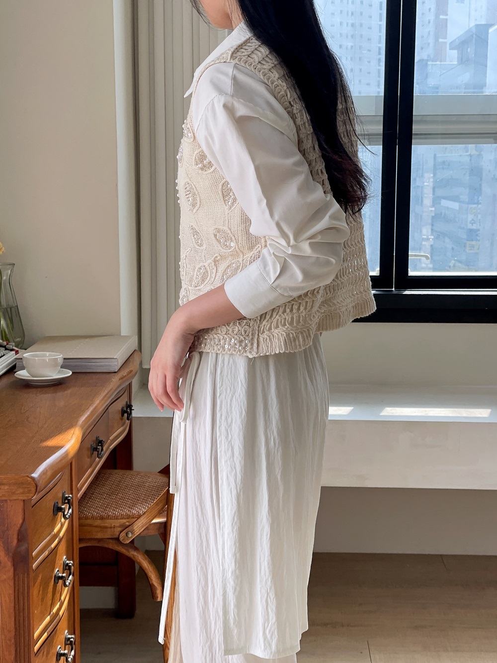 レースエコパールボタンVネックビスチェ | 詳細画像16