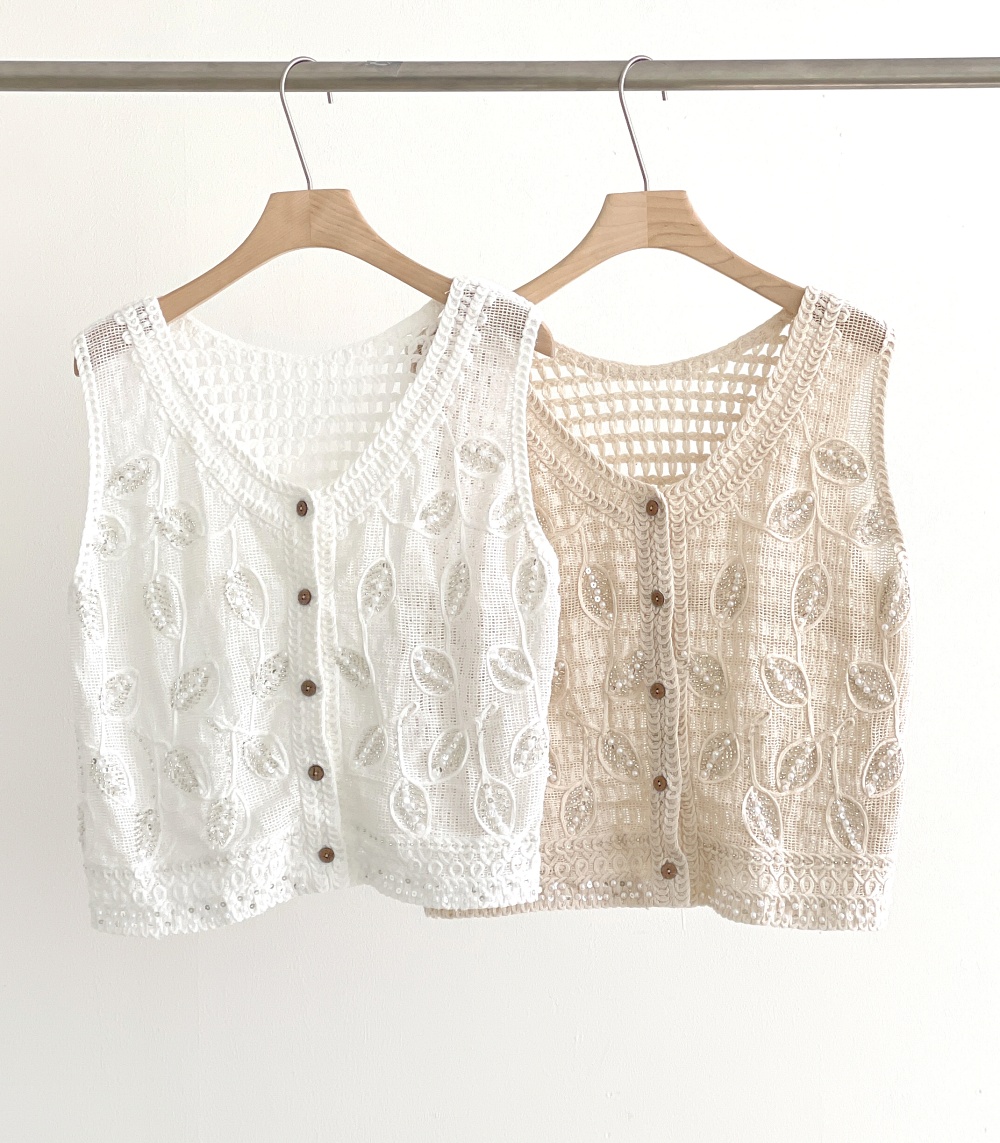 レースエコパールボタンVネックビスチェ | 詳細画像19