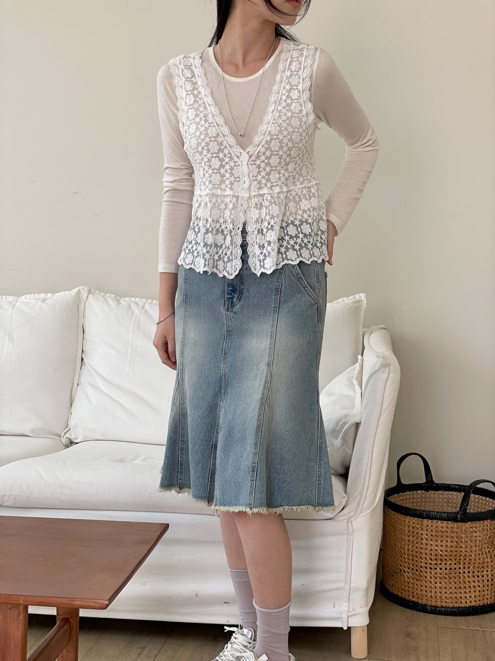 花柄レースボタンVネックビスチェ | 詳細画像13