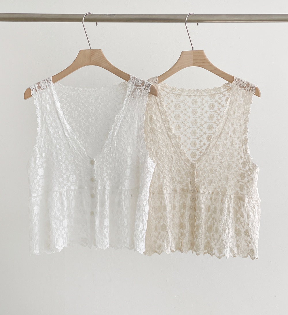 花柄レースボタンVネックビスチェ | 詳細画像17