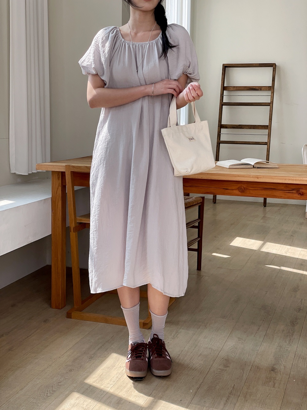 オフショルダーポケットバルーンロング半袖ワンピースストラップ付 | 詳細画像8