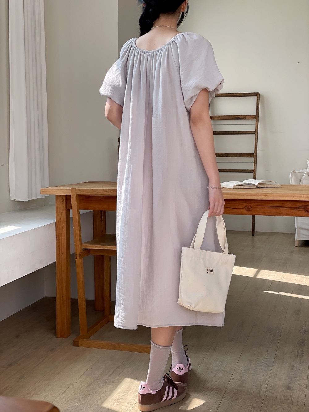 オフショルダーポケットバルーンロング半袖ワンピースストラップ付 | 詳細画像10