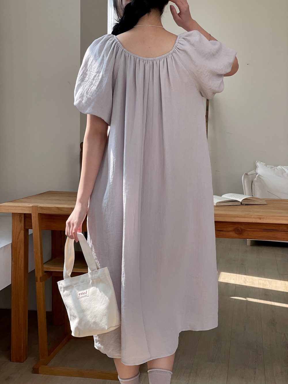 オフショルダーポケットバルーンロング半袖ワンピースストラップ付 | 詳細画像11