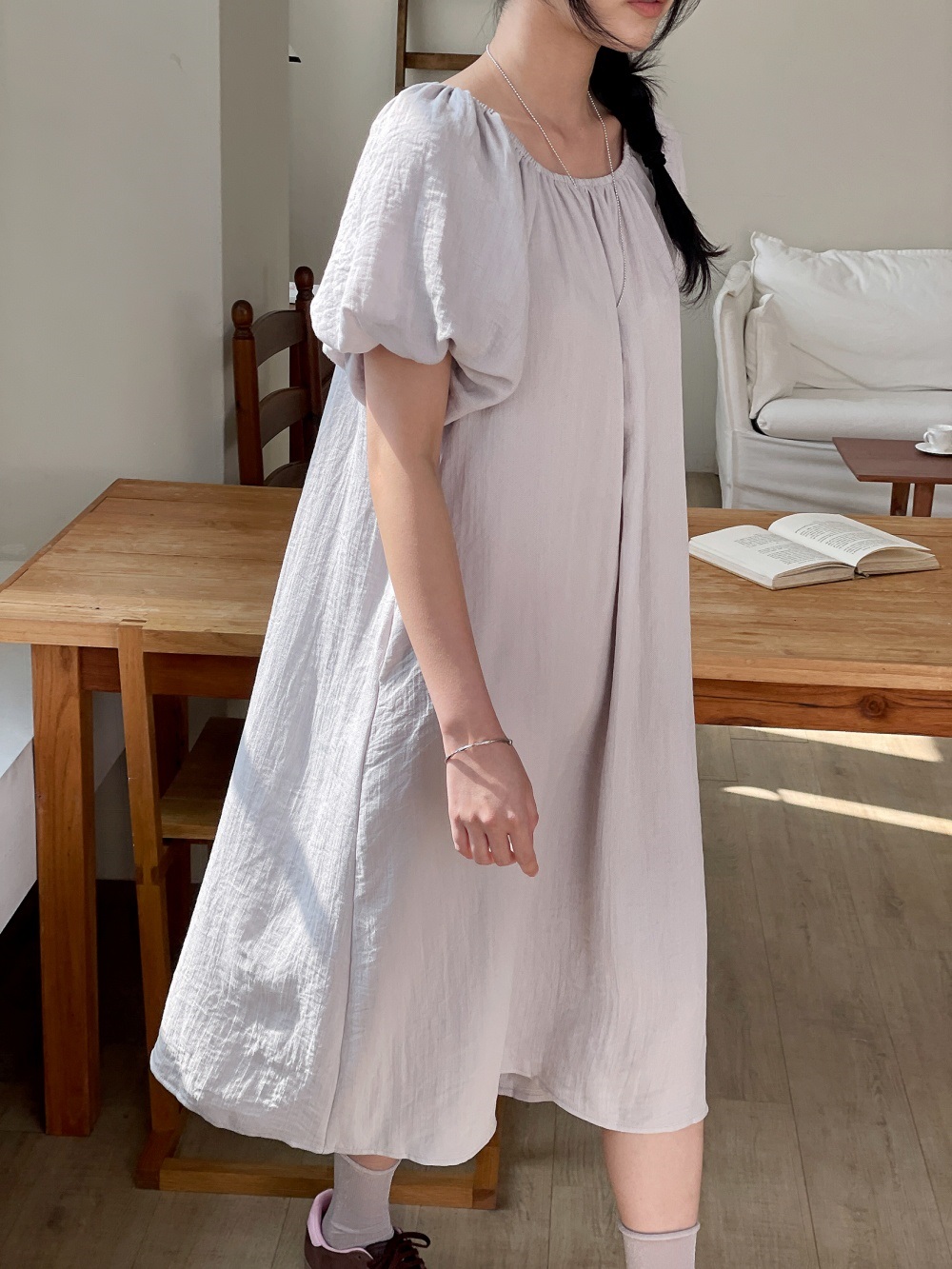 オフショルダーポケットバルーンロング半袖ワンピースストラップ付 | 詳細画像15