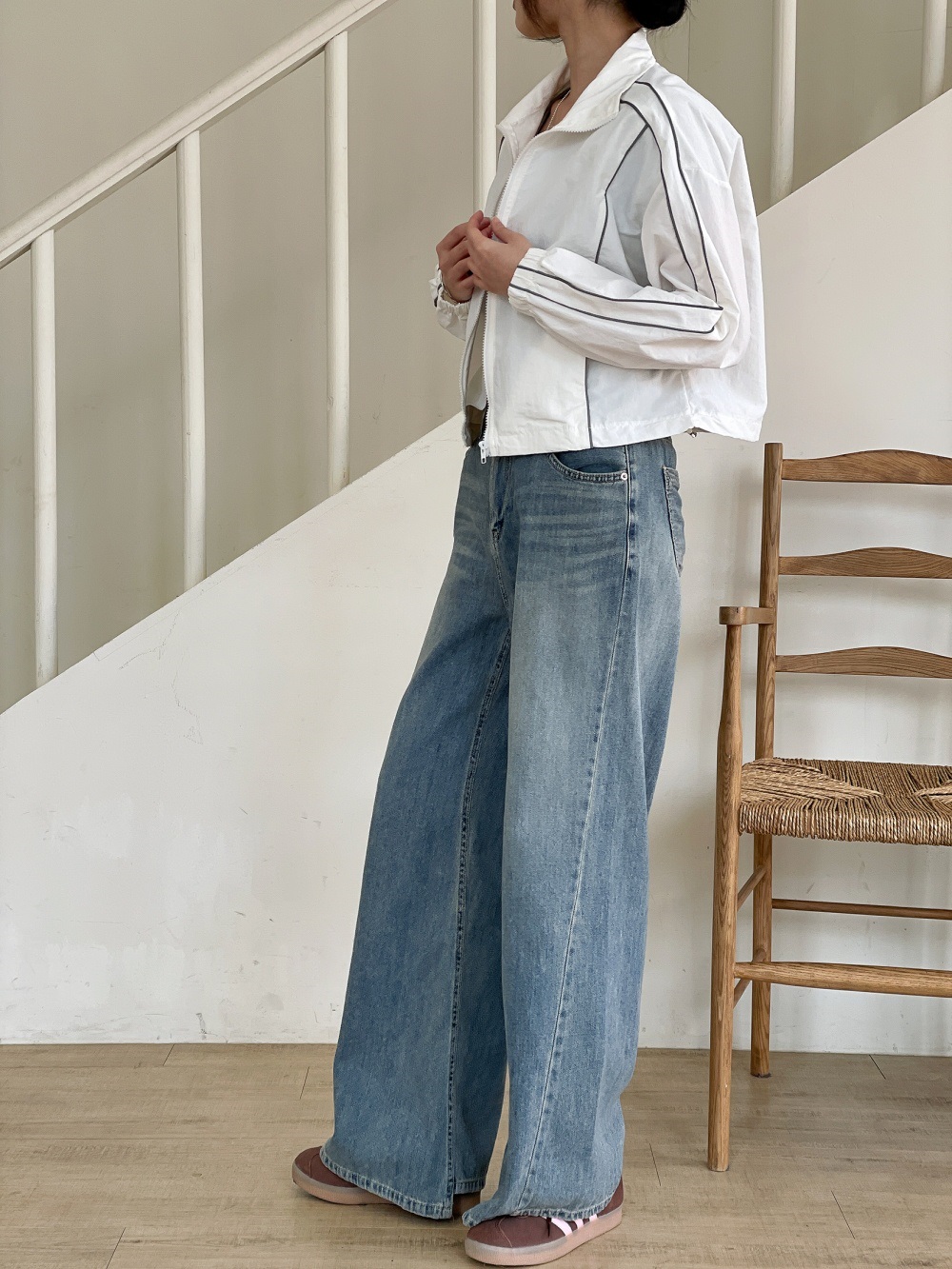 ジップアップハイネックポケットラインドローコードジャンパー | 詳細画像10