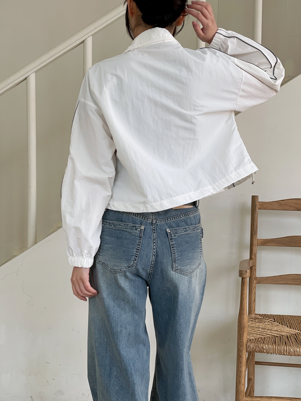 ジップアップハイネックポケットラインドローコードジャンパー | 詳細画像11