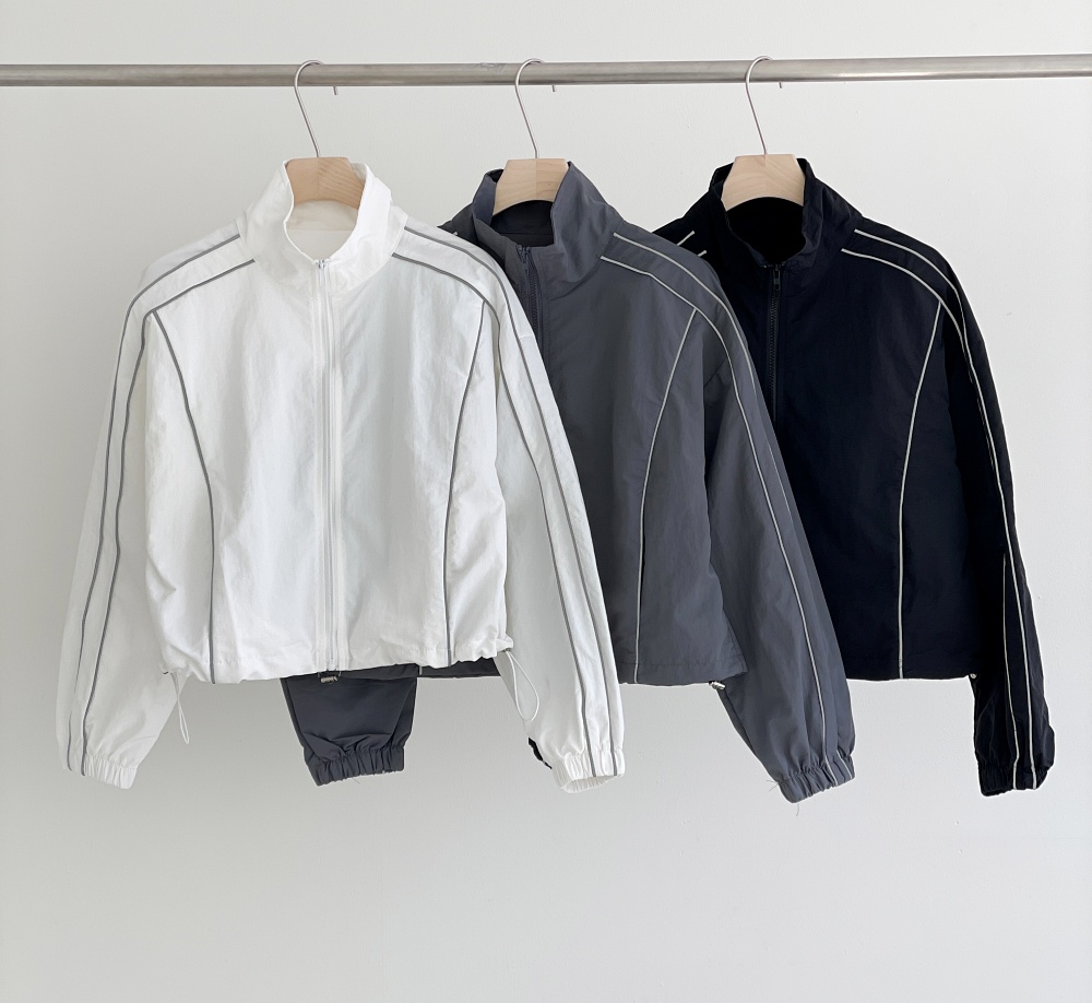 ジップアップハイネックポケットラインドローコードジャンパー | 詳細画像17