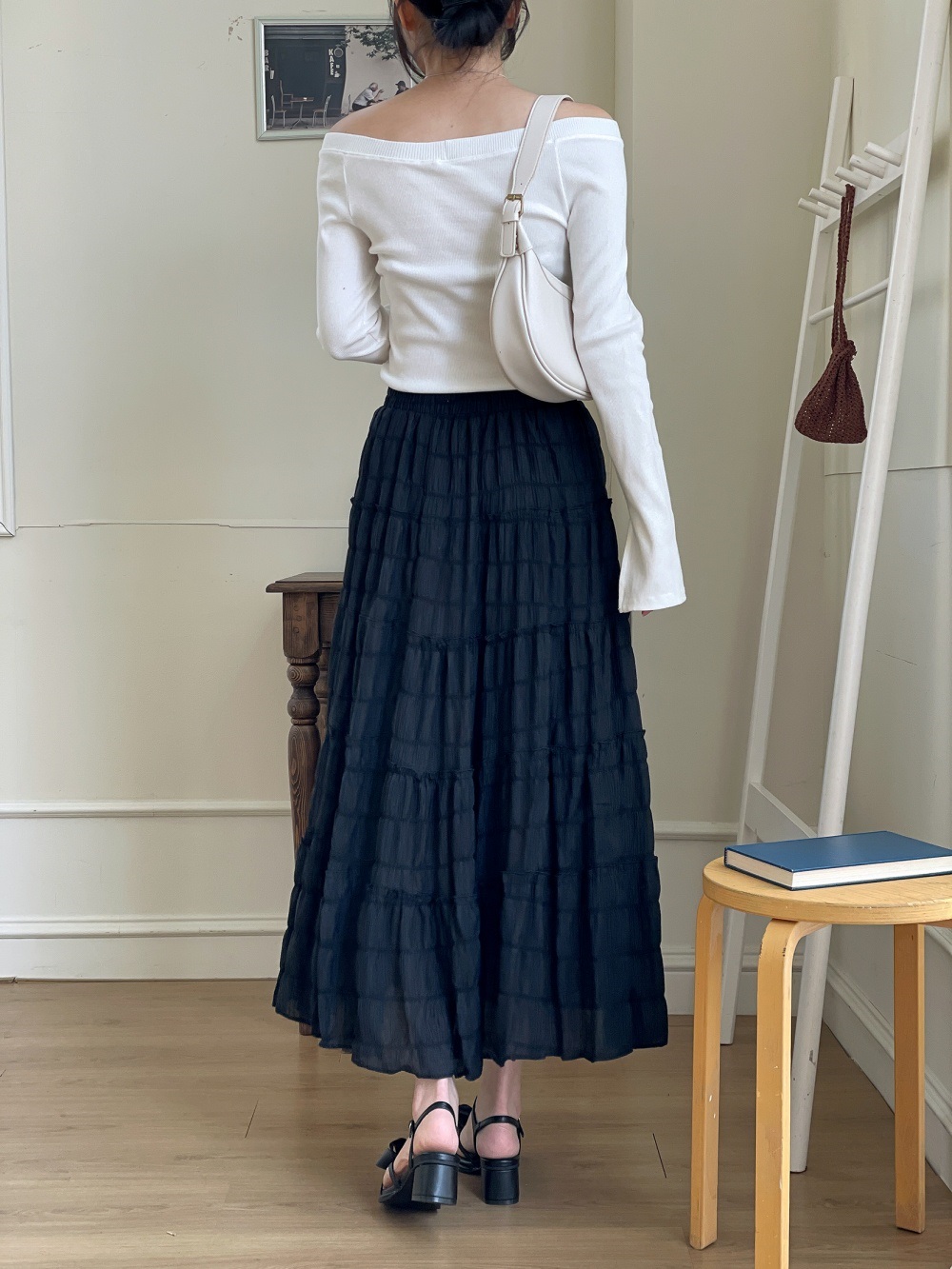 フリルリンクルティアードウエストゴムロングスカート | 詳細画像11