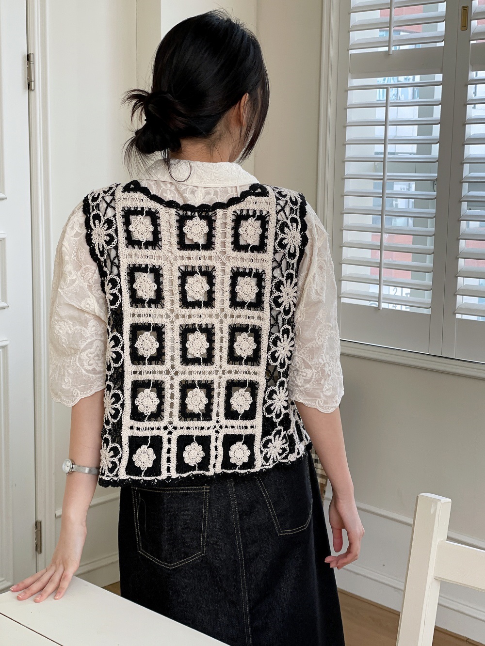 ニットコットンリボン花柄ビスチェ | 詳細画像4