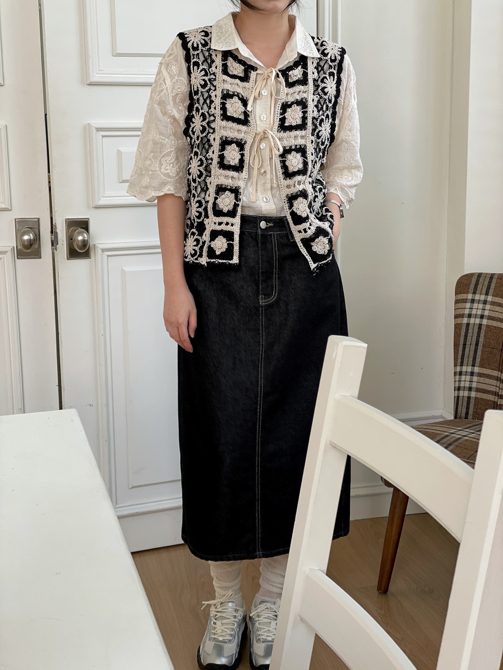 ニットコットンリボン花柄ビスチェ | 詳細画像5