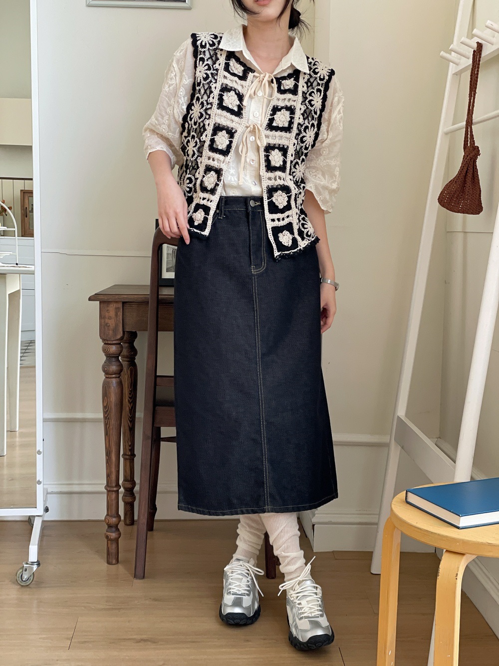 ニットコットンリボン花柄ビスチェ | 詳細画像10