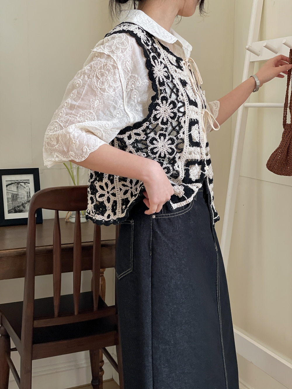 ニットコットンリボン花柄ビスチェ | 詳細画像13