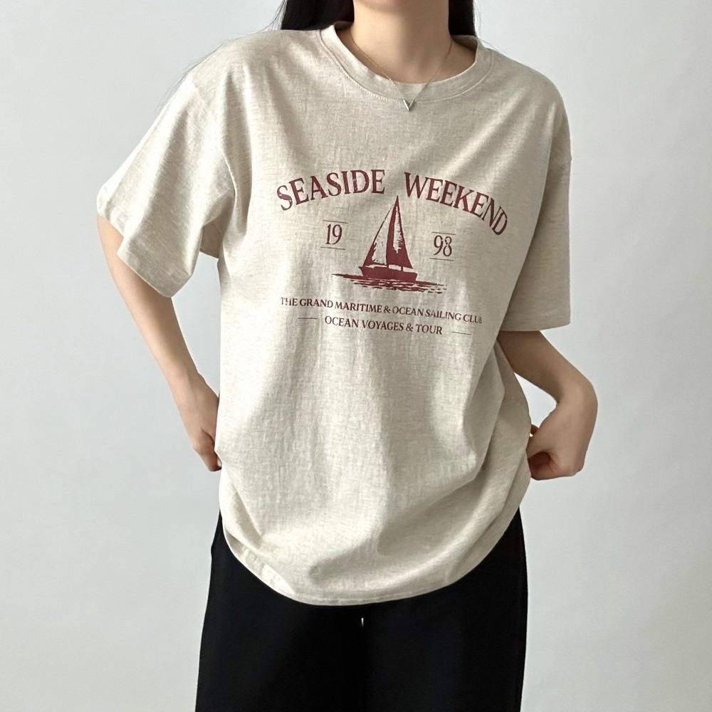 ラウンドネックオーバーサイズ半袖プリントTシャツ | 詳細画像2