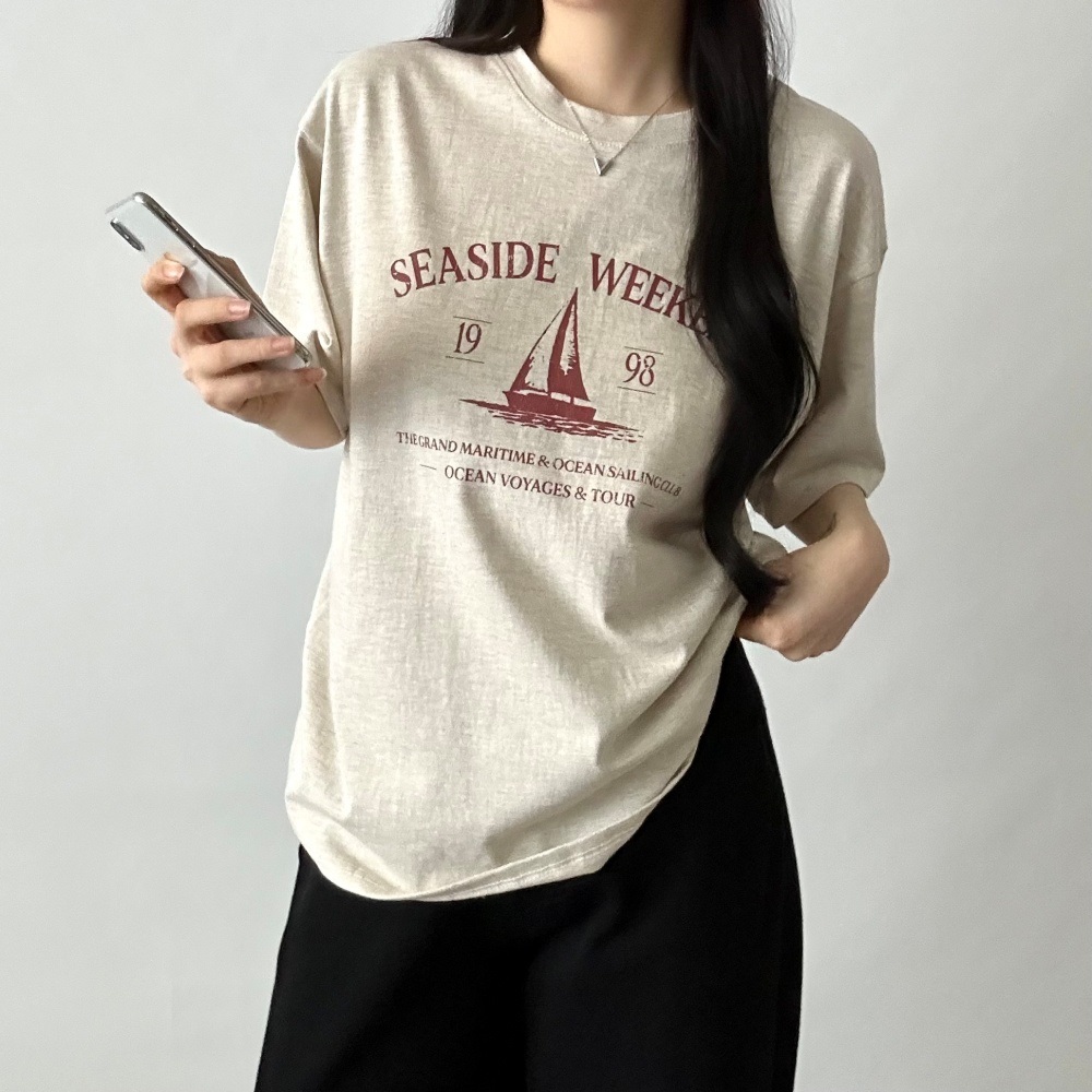 ラウンドネックオーバーサイズ半袖プリントTシャツ | 詳細画像3