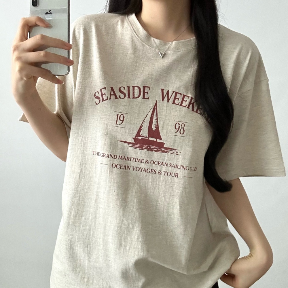 ラウンドネックオーバーサイズ半袖プリントTシャツ | 詳細画像4