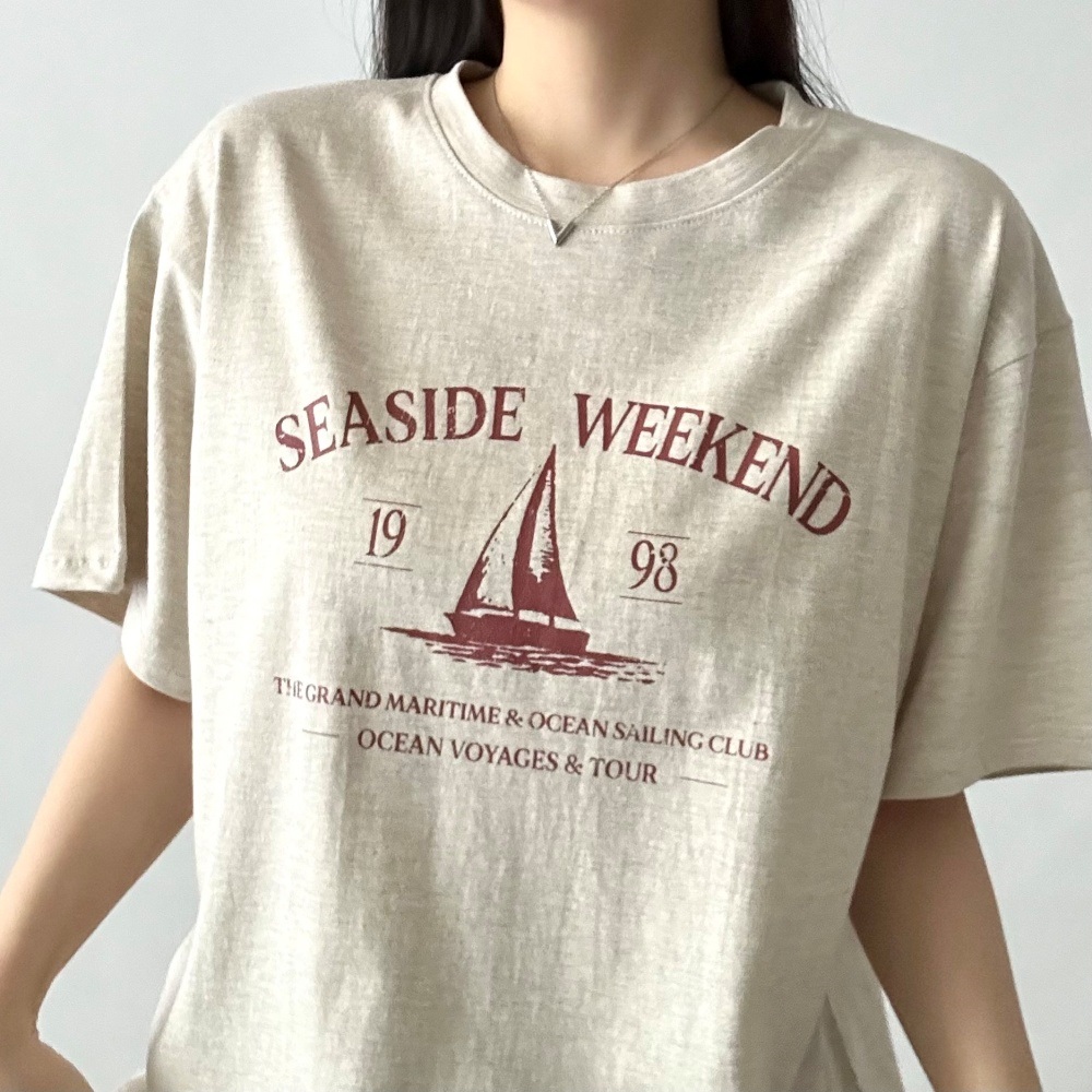 ラウンドネックオーバーサイズ半袖プリントTシャツ | 詳細画像5