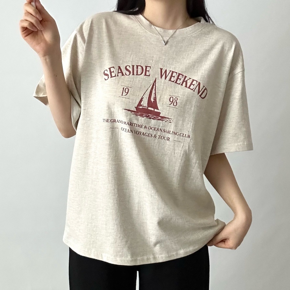 ラウンドネックオーバーサイズ半袖プリントTシャツ | 詳細画像6