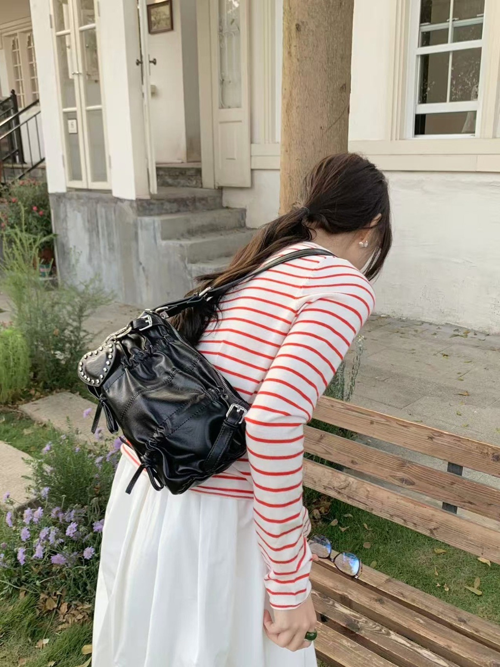 レザー調ギャザーショルダーバッグ | 詳細画像4