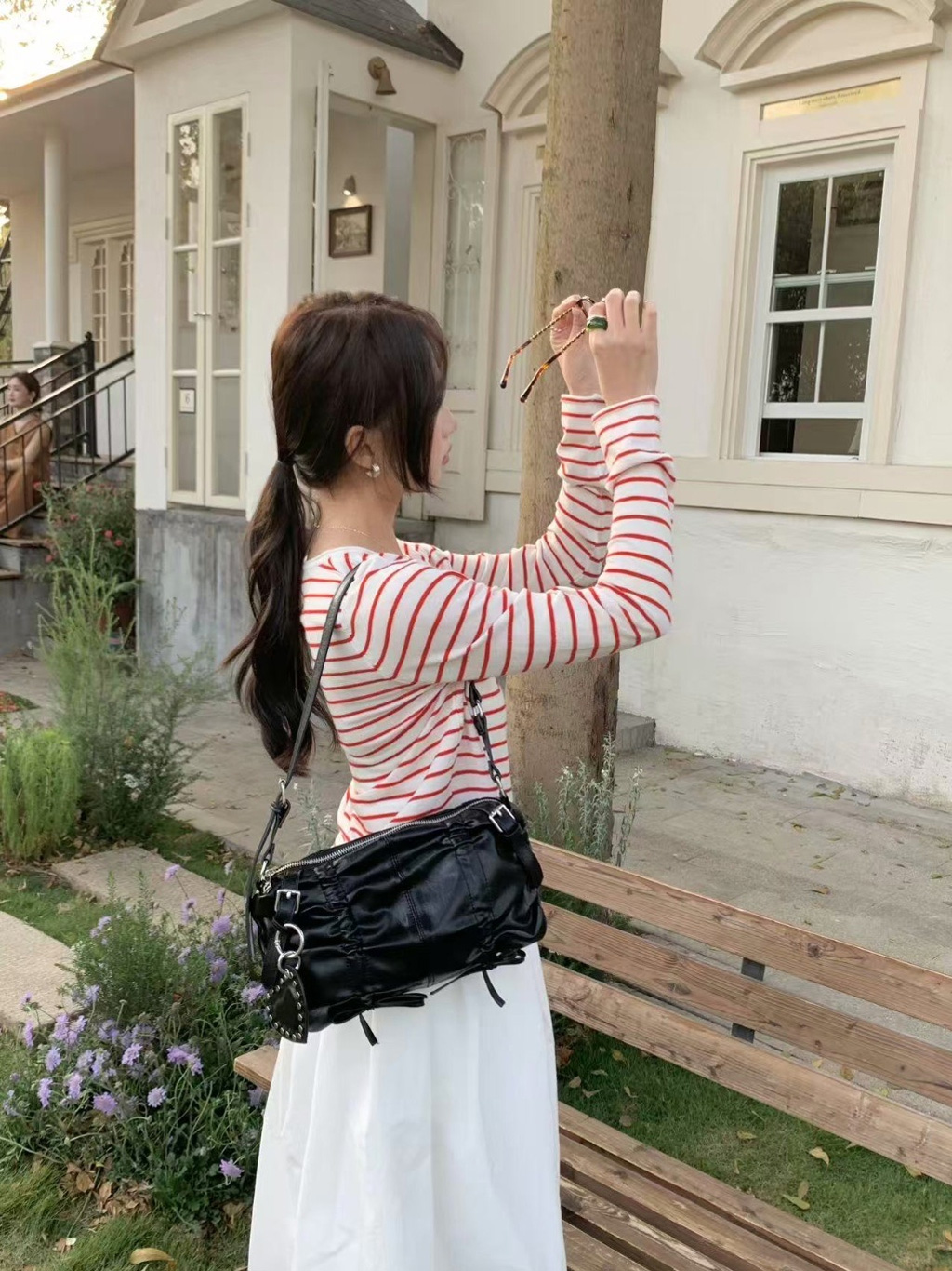 レザー調ギャザーショルダーバッグ | 詳細画像3