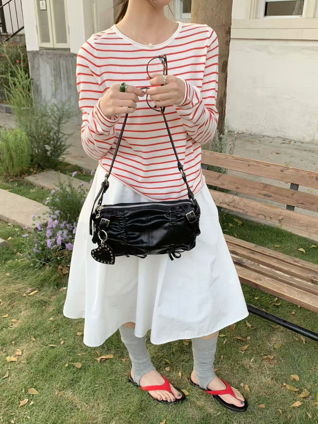 レザー調ギャザーショルダーバッグ | 詳細画像8