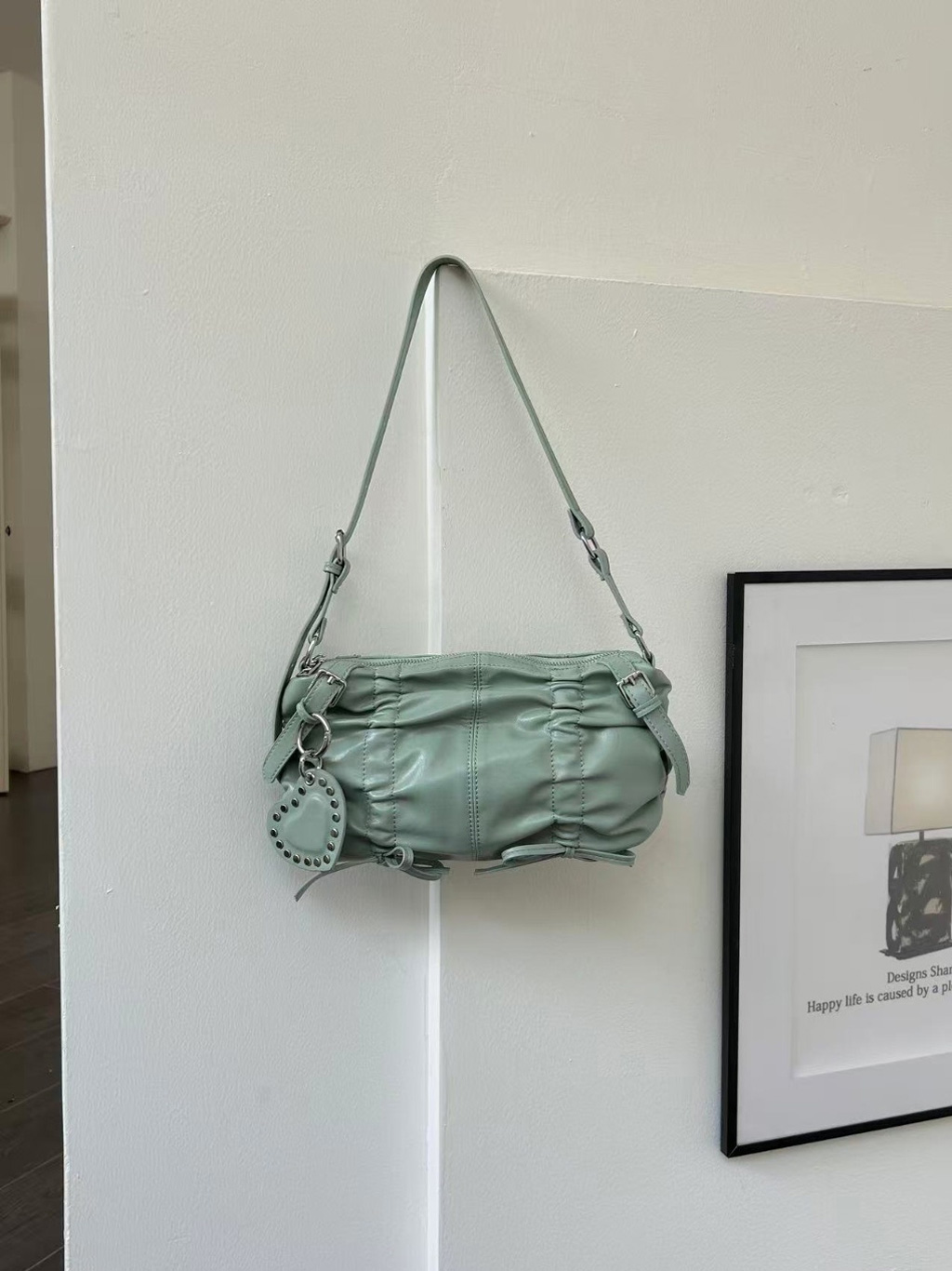 レザー調ギャザーショルダーバッグ | 詳細画像14