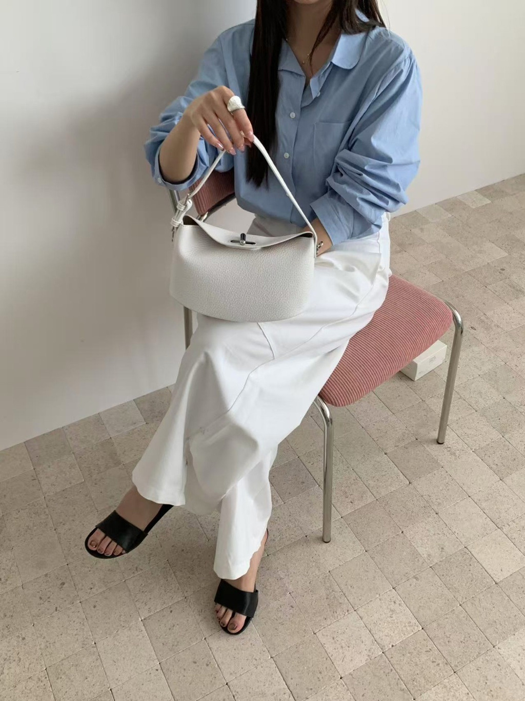 レザー調Hラインショルダーバッグポーチ付 | 詳細画像3