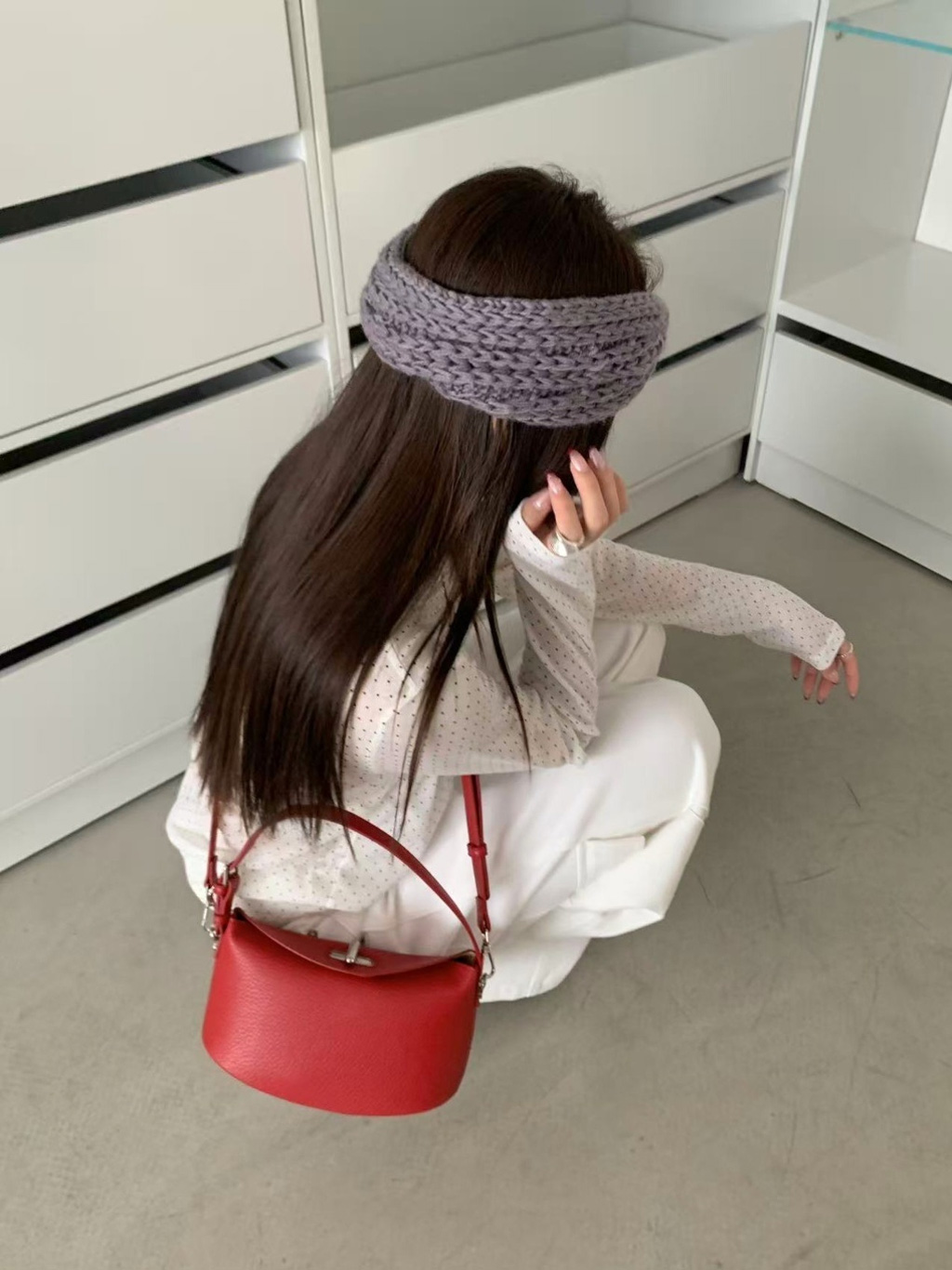 レザー調Hラインショルダーバッグポーチ付 | 詳細画像5