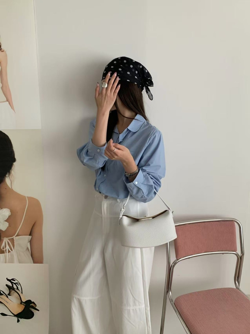 レザー調Hラインショルダーバッグポーチ付 | 詳細画像8