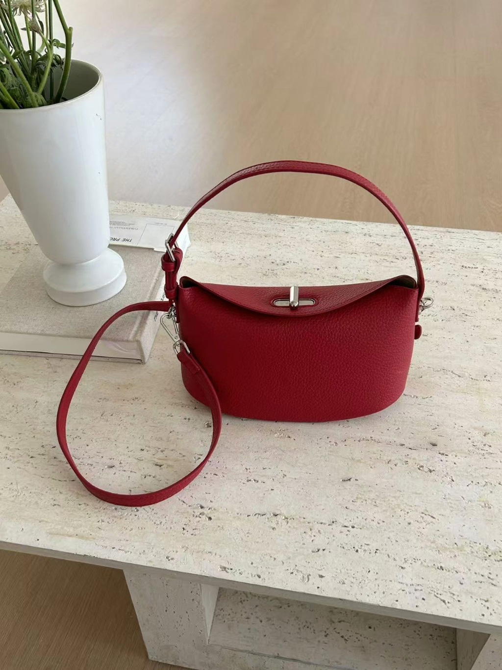 レザー調Hラインショルダーバッグポーチ付 | 詳細画像12