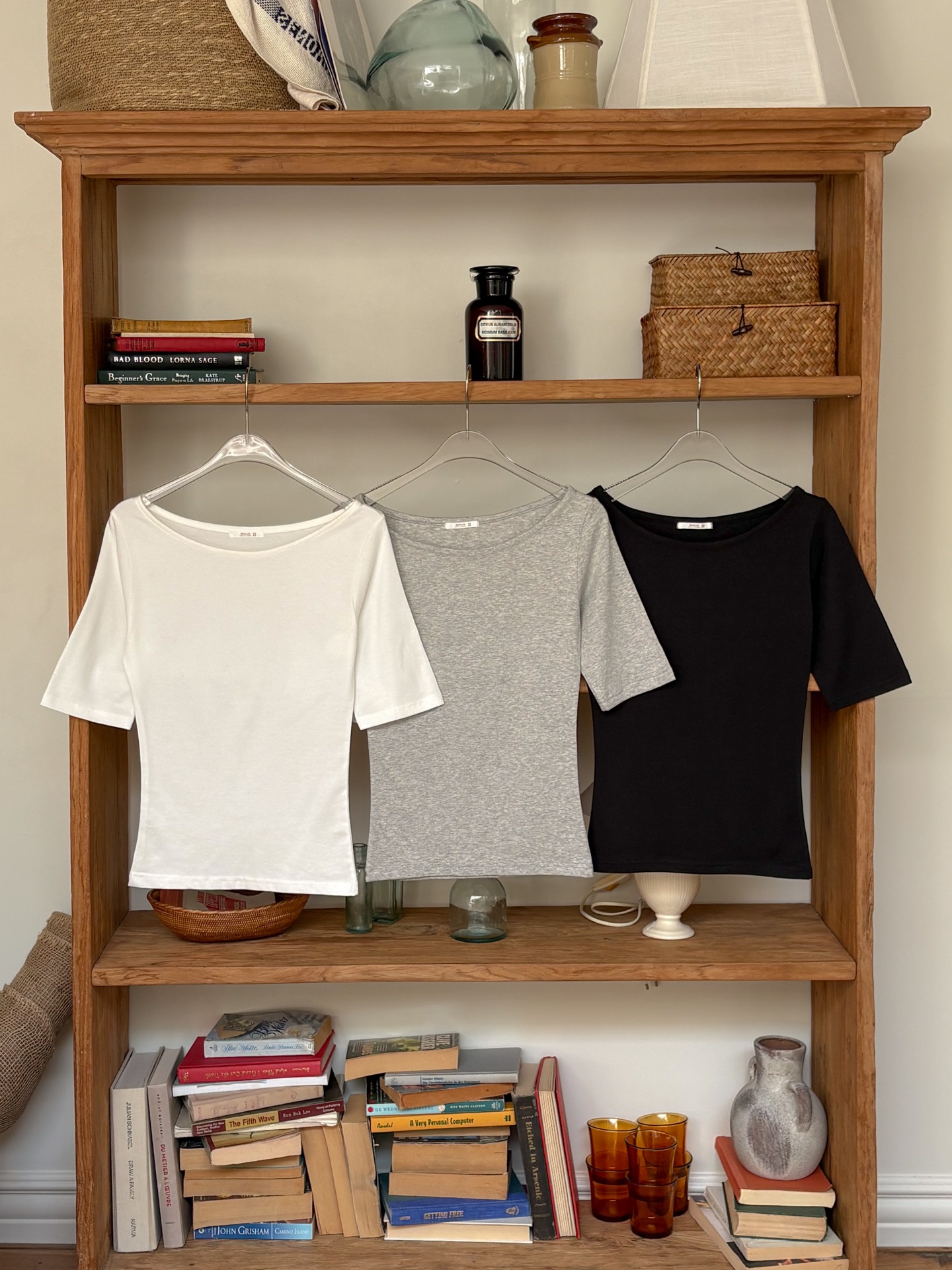 Uネックスリム5分丈無地Tシャツ | 詳細画像3