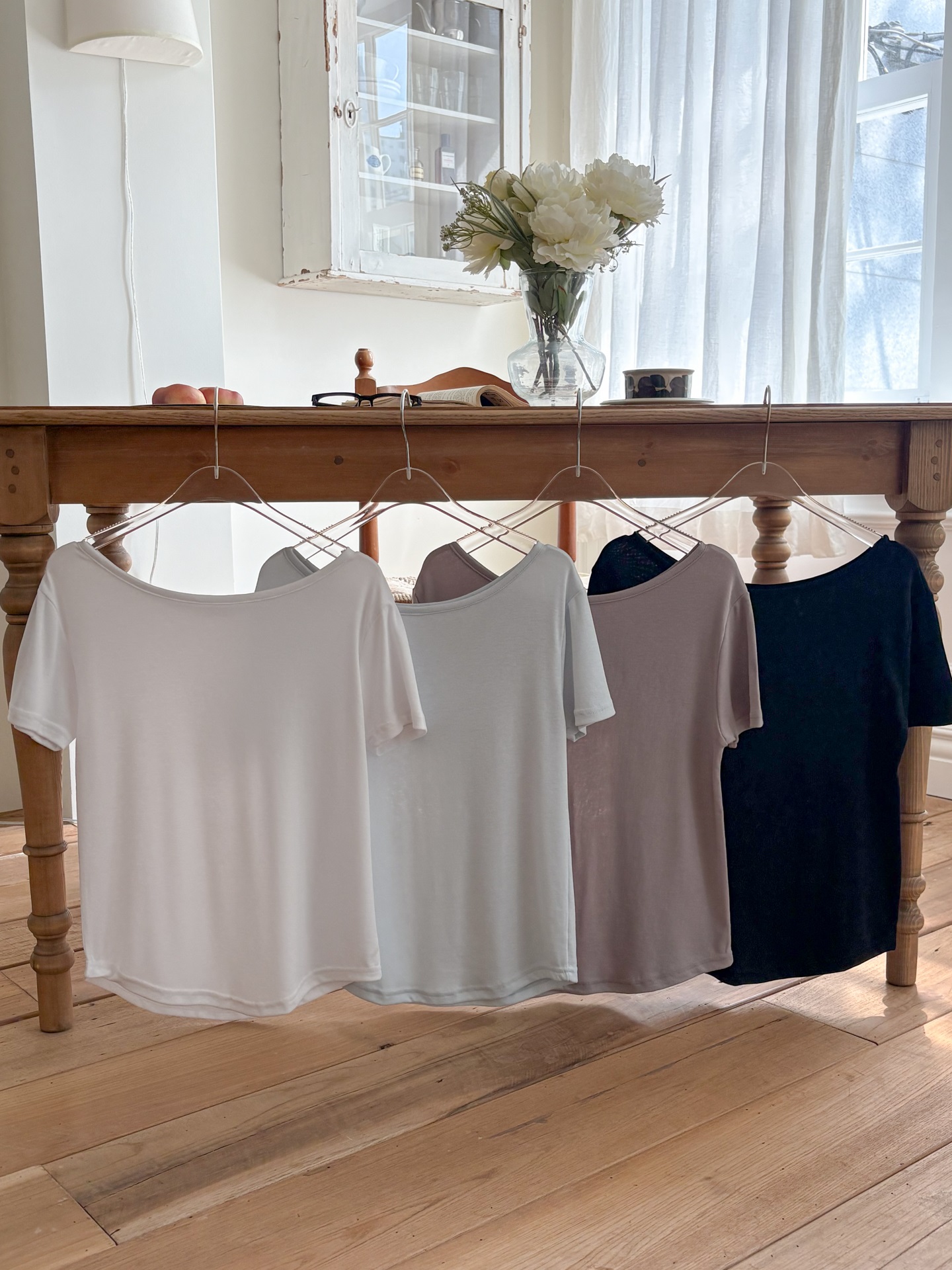 Uネック半袖無地Tシャツ | 詳細画像3