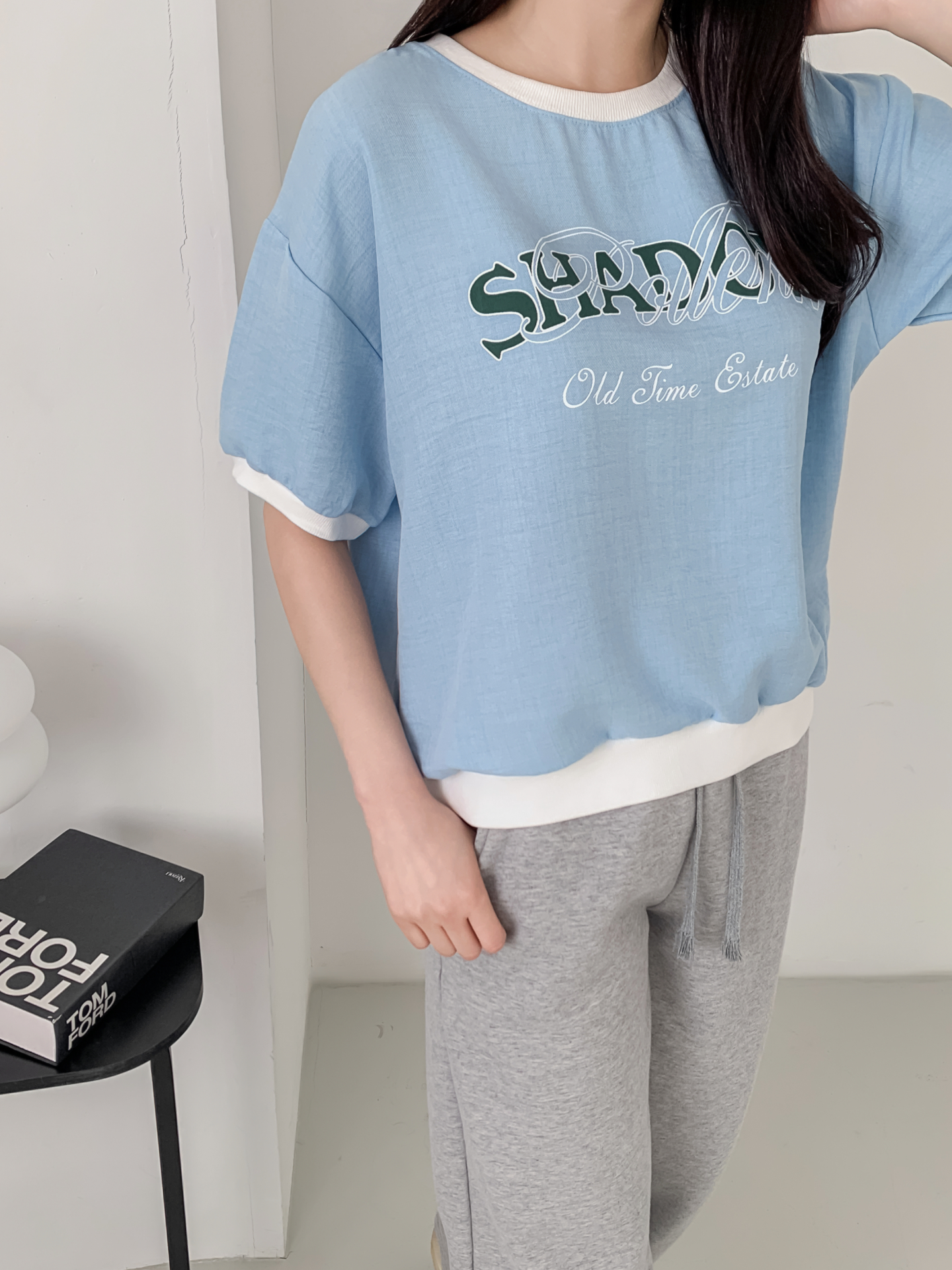 ラウンドネック半袖レタリング配色スウェット | 詳細画像6